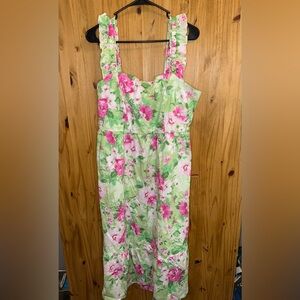 Torrid Floral Midi Dress - Pink and Green